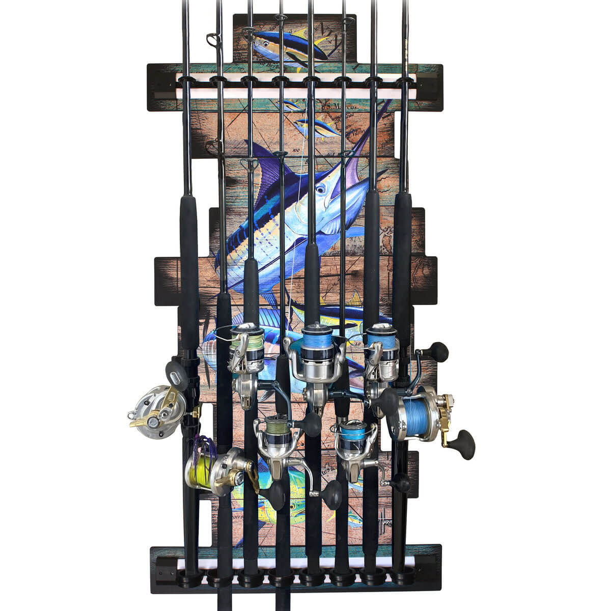 Fishing Rod Rack Vertical Holder Wall Mount Boat Pole Stand Reel