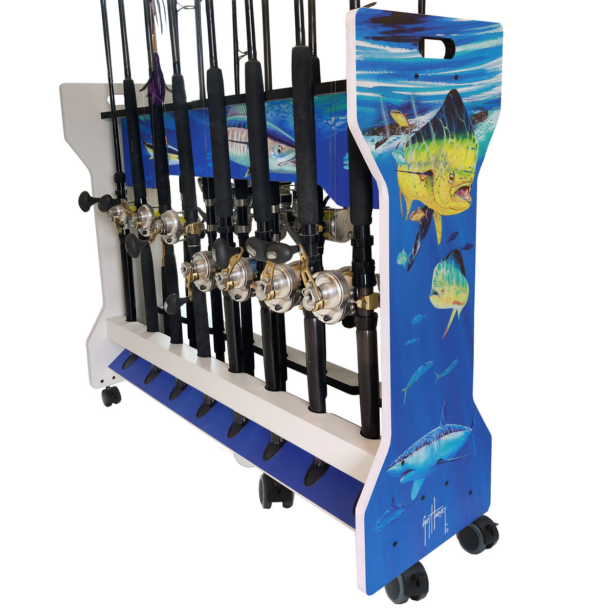 Guy Harvey Deep Sea 16 Rolling Rod Rack – Poseidon Racks Guy Harvey Deep Sea 16 Rolling Rod Rack – Poseidon Racks