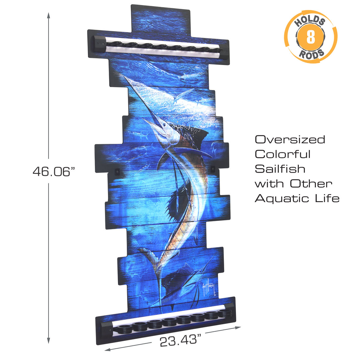 Guy Harvey Sailfish 8 Rod Wall rack – Poseidon Racks